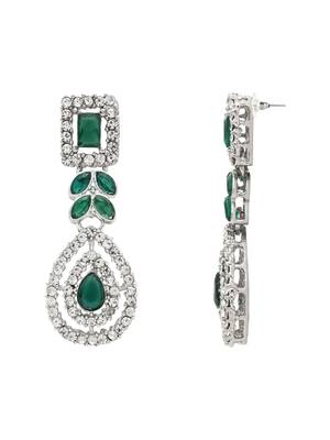 silver plated stylish design crystal diamond necklace jewellery set for women  4
