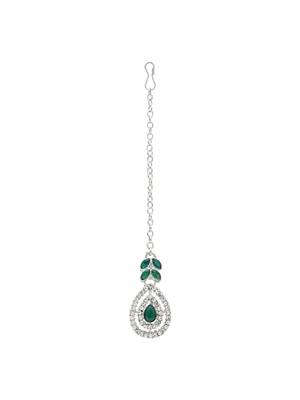silver plated stylish design crystal diamond necklace jewellery set for women  5