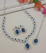 silver plated stylish design crystal diamond necklace jewellery set 