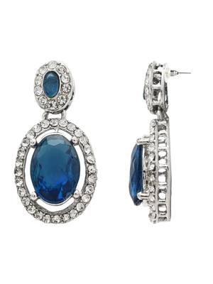 silver plated stylish design crystal diamond necklace jewellery set  4
