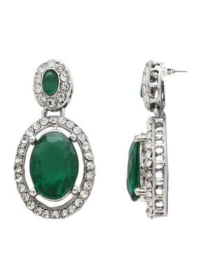 silver plated stylish design crystal diamond necklace jewellery set  4