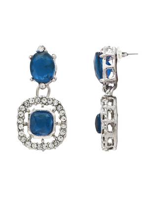 silver plated stylish design crystal diamond necklace & earrings jewellery set  4