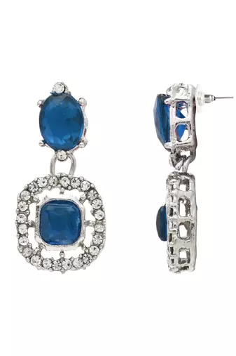 silver plated stylish design crystal diamond necklace & earrings jewellery set 