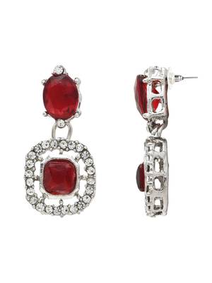 silver plated stylish design crystal diamond necklace & earrings jewellery set  4