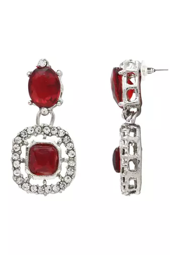 silver plated stylish design crystal diamond necklace & earrings jewellery set 