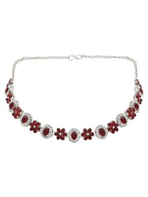 silver plated stylish design crystal diamond necklace & earrings jewellery set  3
