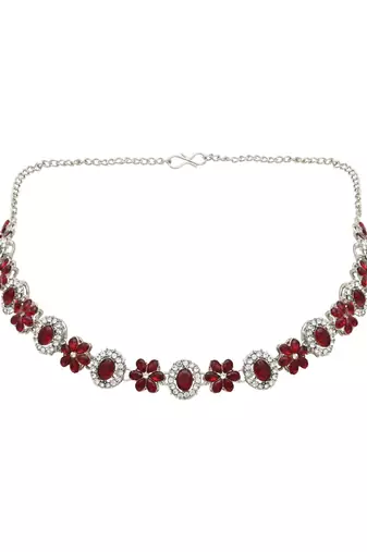 silver plated stylish design crystal diamond necklace & earrings jewellery set 