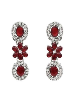 silver plated stylish design crystal diamond necklace & earrings jewellery set  4