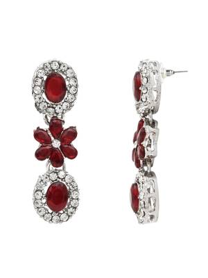 silver plated stylish design crystal diamond necklace & earrings jewellery set  5