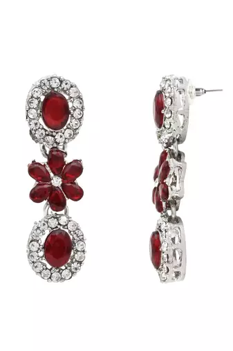 silver plated stylish design crystal diamond necklace & earrings jewellery set 