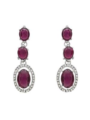 silver plated stylish design crystal diamond necklace jewellery set  4