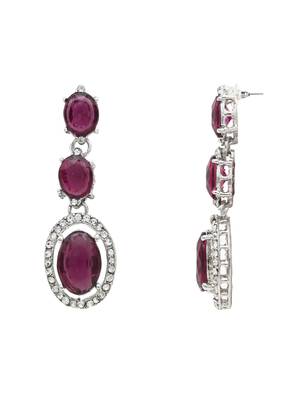 silver plated stylish design crystal diamond necklace jewellery set  5