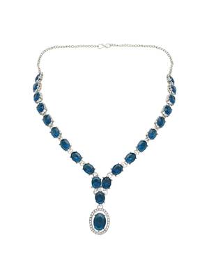 silver plated stylish design crystal diamond necklace jewellery set  3