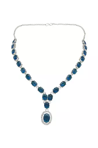 silver plated stylish design crystal diamond necklace jewellery set 