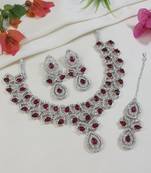 rose gold plated stylish design crystal diamond necklace & earrings jewellery set 