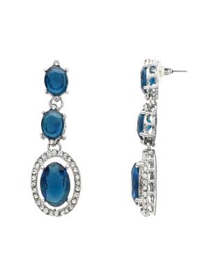silver plated stylish design crystal diamond necklace jewellery set  4