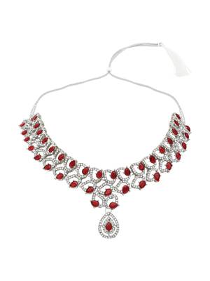 rose gold plated stylish design crystal diamond necklace & earrings jewellery set  3