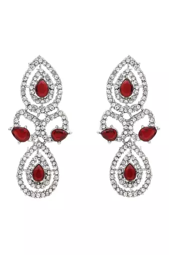 rose gold plated stylish design crystal diamond necklace & earrings jewellery set 