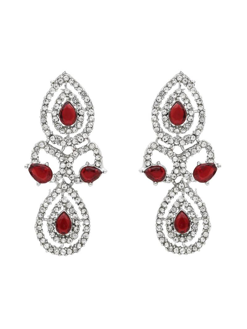 rose gold plated stylish design crystal diamond necklace & earrings jewellery set 