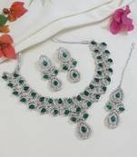 rose gold plated stylish design crystal diamond necklace jewellery set 