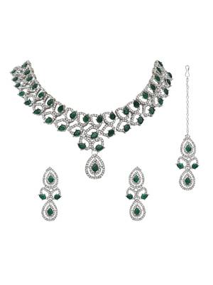 rose gold plated stylish design crystal diamond necklace jewellery set  2