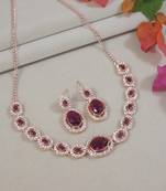rose gold plated stylish design crystal diamond necklace jewellery set 