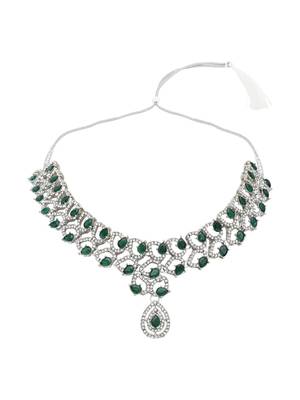 rose gold plated stylish design crystal diamond necklace jewellery set  3