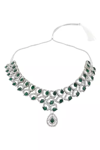 rose gold plated stylish design crystal diamond necklace jewellery set 