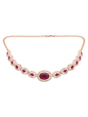 rose gold plated stylish design crystal diamond necklace jewellery set  3