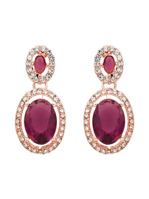 rose gold plated stylish design crystal diamond necklace jewellery set  4