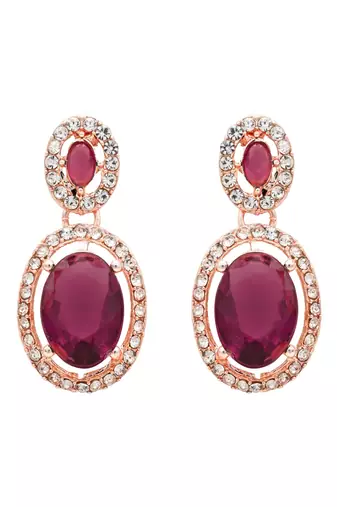 rose gold plated stylish design crystal diamond necklace jewellery set 