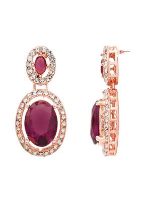 rose gold plated stylish design crystal diamond necklace jewellery set  5