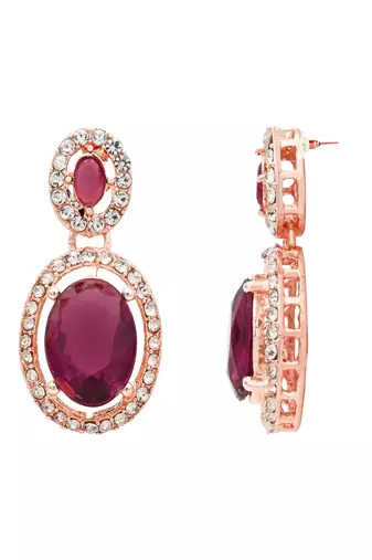 rose gold plated stylish design crystal diamond necklace jewellery set 