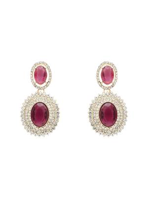rose gold plated stylish design crystal diamond necklace & earrings jewellery set  4
