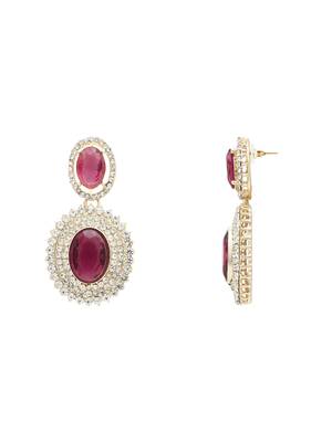 rose gold plated stylish design crystal diamond necklace & earrings jewellery set  5