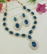 stylish design crystal diamond necklace & earrings jewellery set for women 