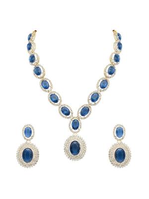 stylish design crystal diamond necklace & earrings jewellery set for women  2