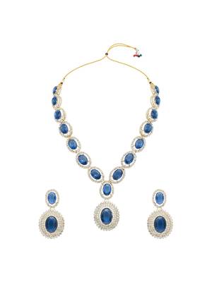 stylish design crystal diamond necklace & earrings jewellery set for women  3
