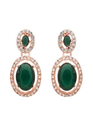 rose gold plated stylish design crystal diamond necklace & earrings jewellery set  4