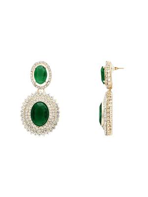 Stylish design crystal diamond necklace & earrings jewellery set for women 5