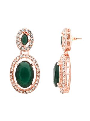 rose gold plated stylish design crystal diamond necklace & earrings jewellery set  5