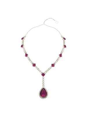 Silver plated crystal drop necklace & earring set for women 3
