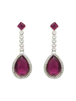 Silver plated crystal drop necklace & earring set for women 4