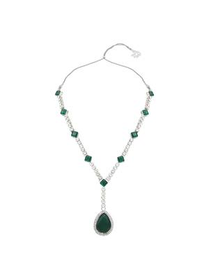 silver plated crystal drop necklace & earring set for women  3