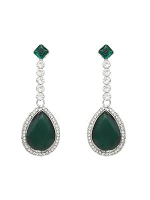 silver plated crystal drop necklace & earring set for women  4