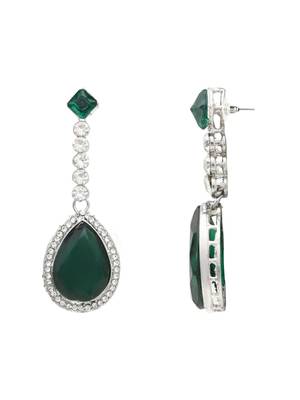 silver plated crystal drop necklace & earring set for women  5