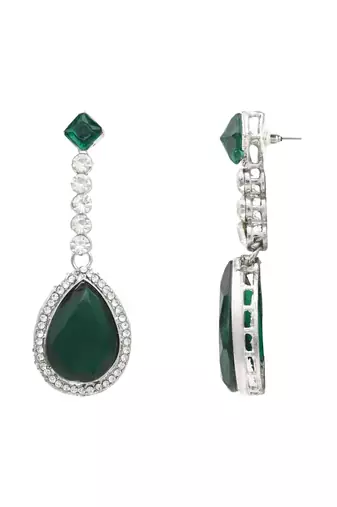 silver plated crystal drop necklace & earring set for women 
