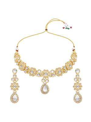 traditional kundan & stone choker necklace jewellery set  3