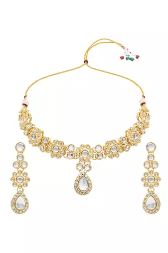 traditional kundan & stone choker necklace jewellery set 