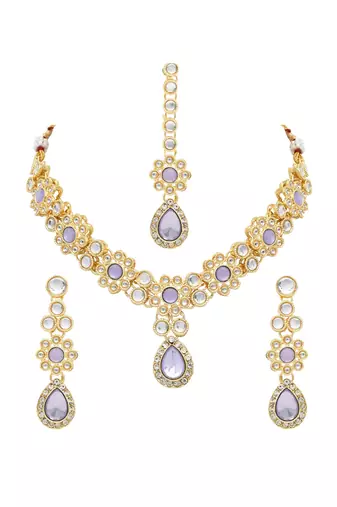 traditional kundan & stone choker necklace jewellery set 